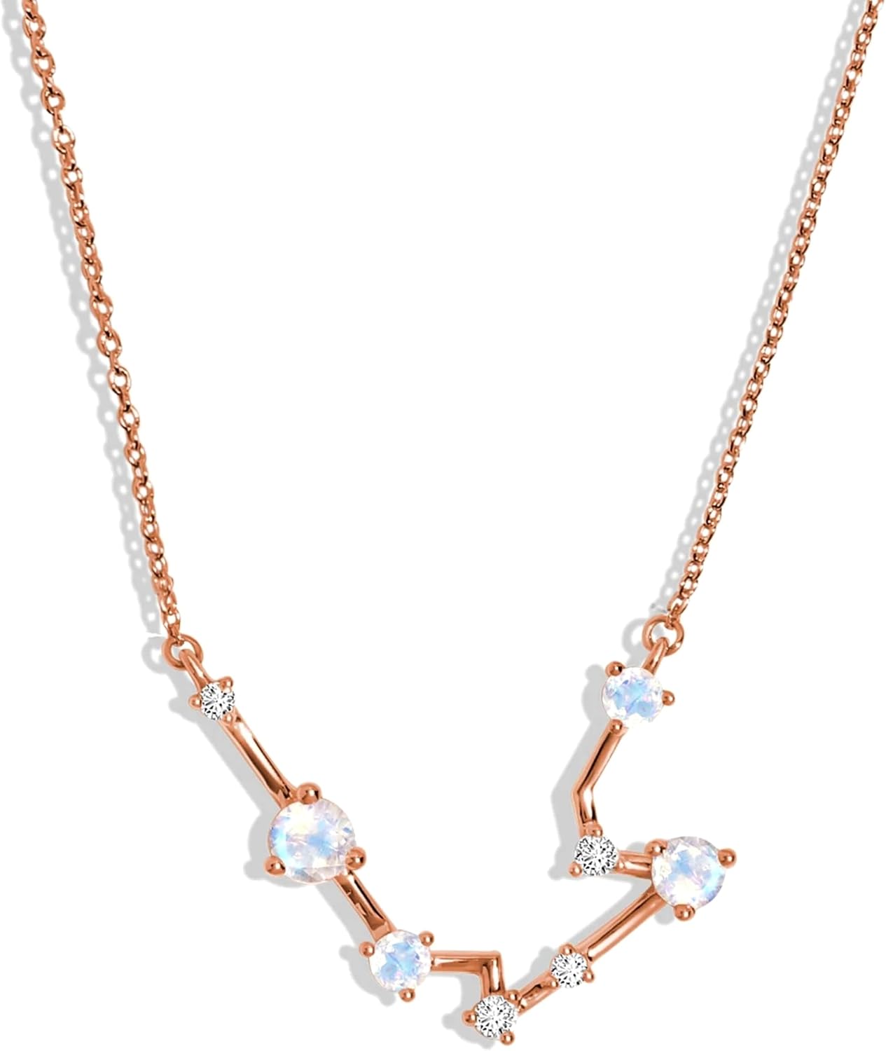 Moon Magic Moonstone Zodiac Necklaces for Women | Constellation Necklace 925 Sterling Silver | 18k Rose and Yellow Gold Zodiac Sign Pendants | Authentic Real Dainty Moon Stone Jewelry for Women