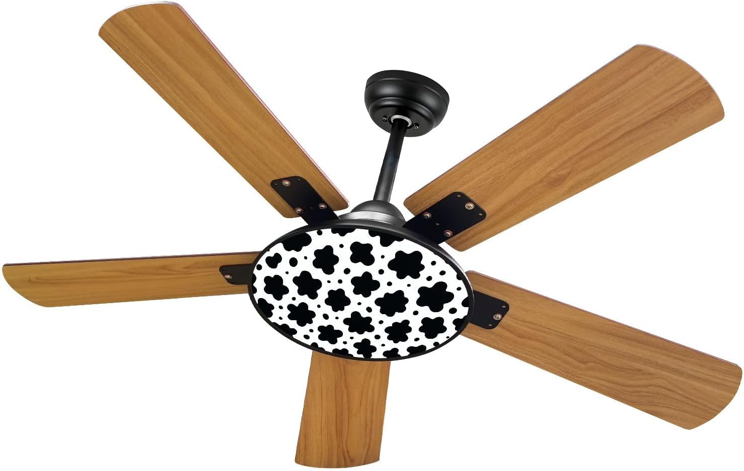 Modern Ceiling Fans with Lights Remote, Black White Cow Print seamless from Country Sunflower Collection 42 Inch Ceiling Fan for Bedroom Living Room Farmhouse, 6 Speed Reversible Quiet Motor