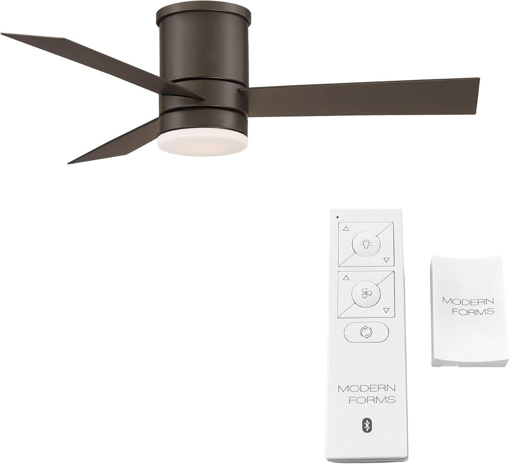 Axis Smart Indoor and Outdoor 3-Blade Flush Mount Ceiling Fan 44in Bronze with 3000K LED Light Kit and Remote Control works with Alexa, Google Assistant, Samsung Things, and iOS or Android App