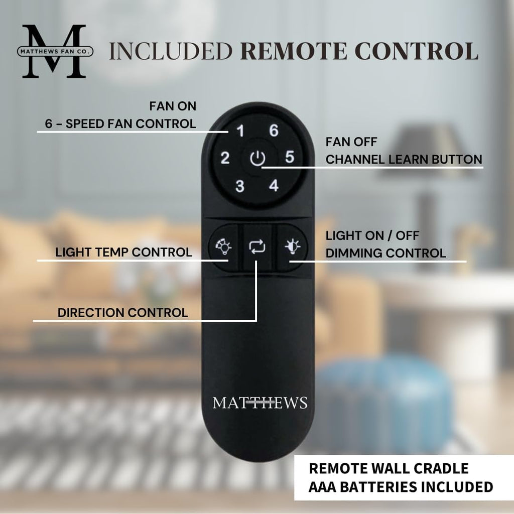 Matthews AK-BN-BW-72 Alessandra Wet Rated 72' Outdoor Ceiling Fan without Light, Remote Included, Silent DC Motor, Brushed Nickel with Barn Wood Tone