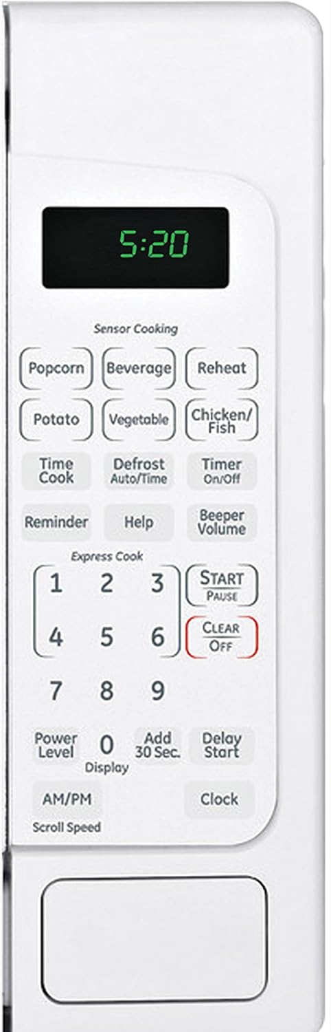 GE Countertop Microwave Oven,1, 200-watt Capacity, 2.0 Cubic Ft., 6 Auto Cooking Settings, Child-Lock Technology, Kitchen Essentials for Countertop, Dorm Room or Apartment, White, GCST20S1WWW