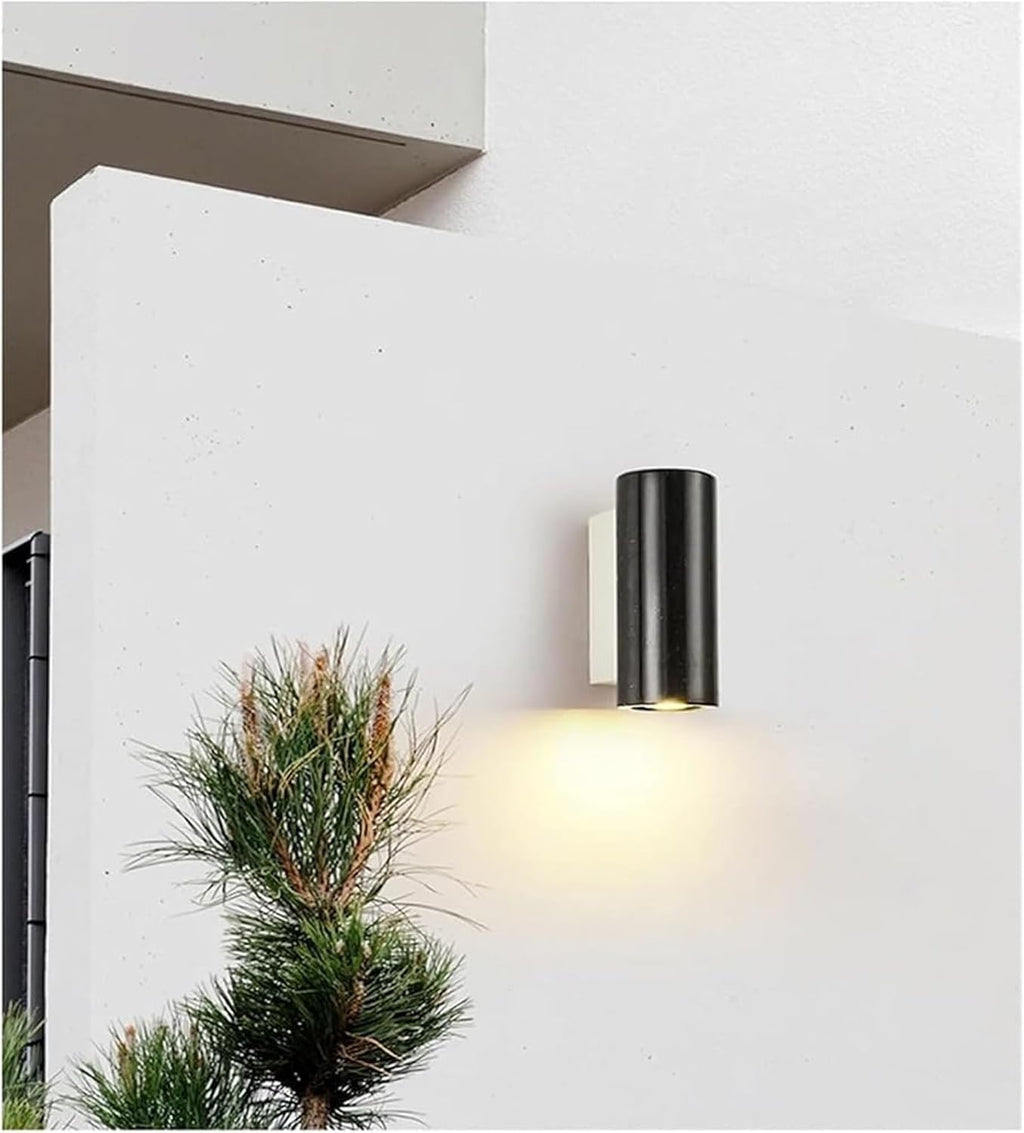 Nordic Minimalist Natural White Marble Modern Living Room Balcony Decoration Spotlight Landscape Corridor Warm Color Wall Lamp Simple(Black)
