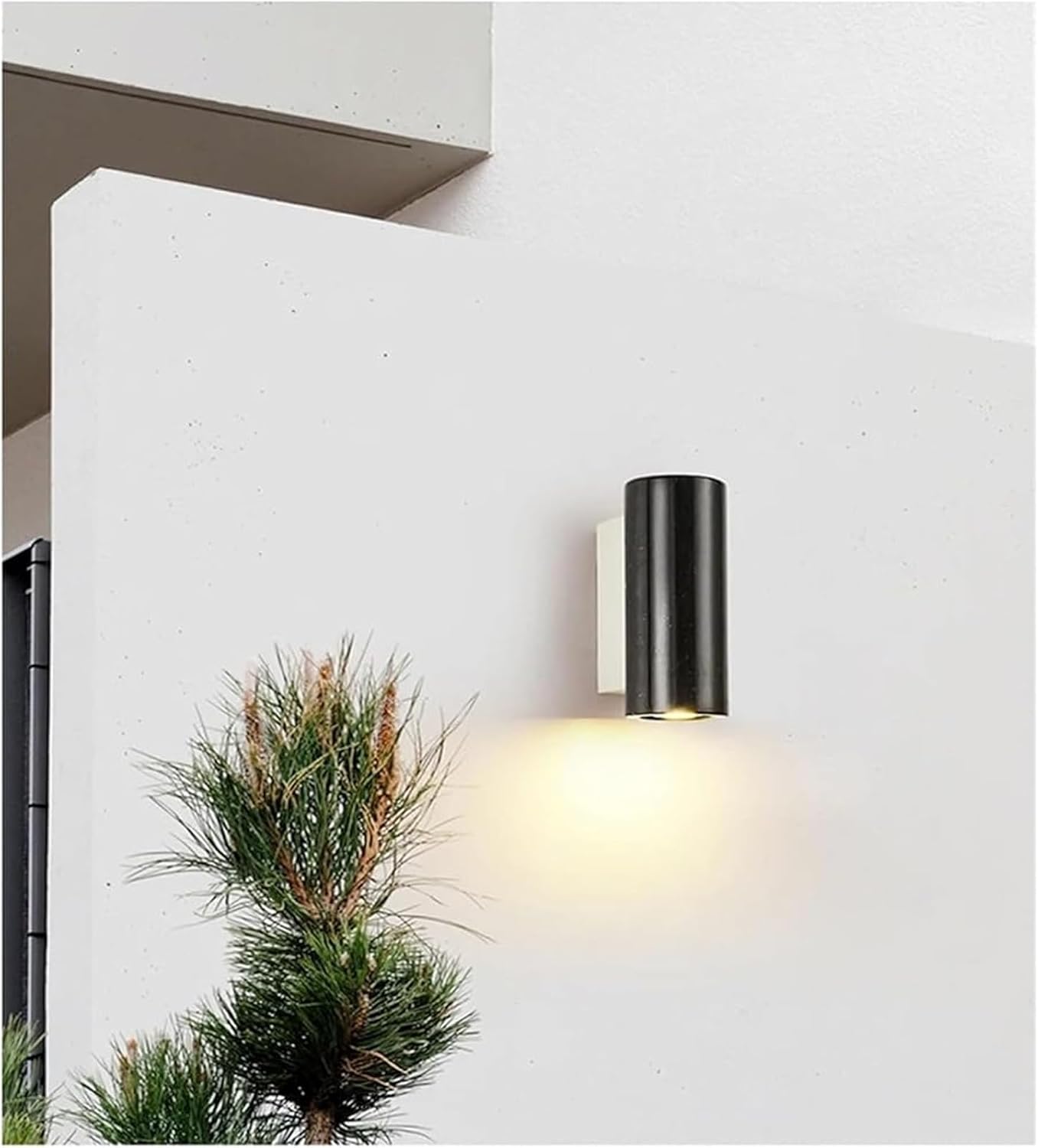 Nordic Minimalist Natural White Marble Modern Living Room Balcony Decoration Spotlight Landscape Corridor Warm Color Wall Lamp Simple(Black)