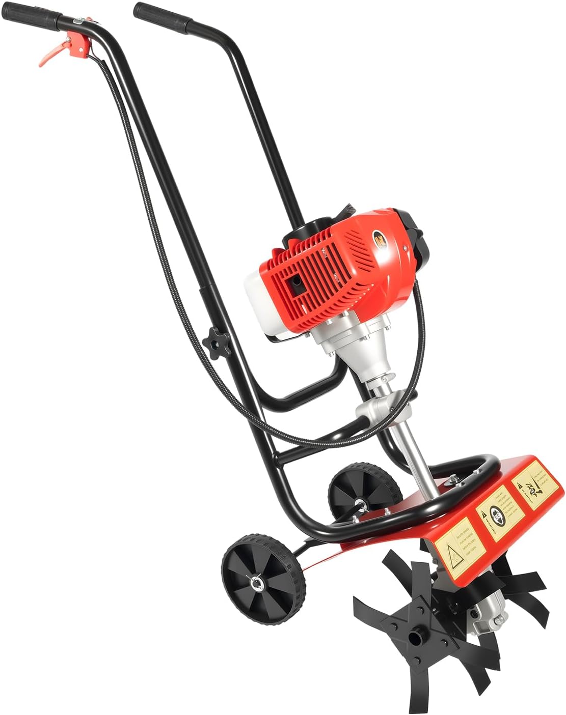 Commercial 52cc Heavy Duty Tiller, 2-Stroke Gas Tiller, Heavy Duty Hand Push Rototiller/Cultivator for Sandy and Loose Soil