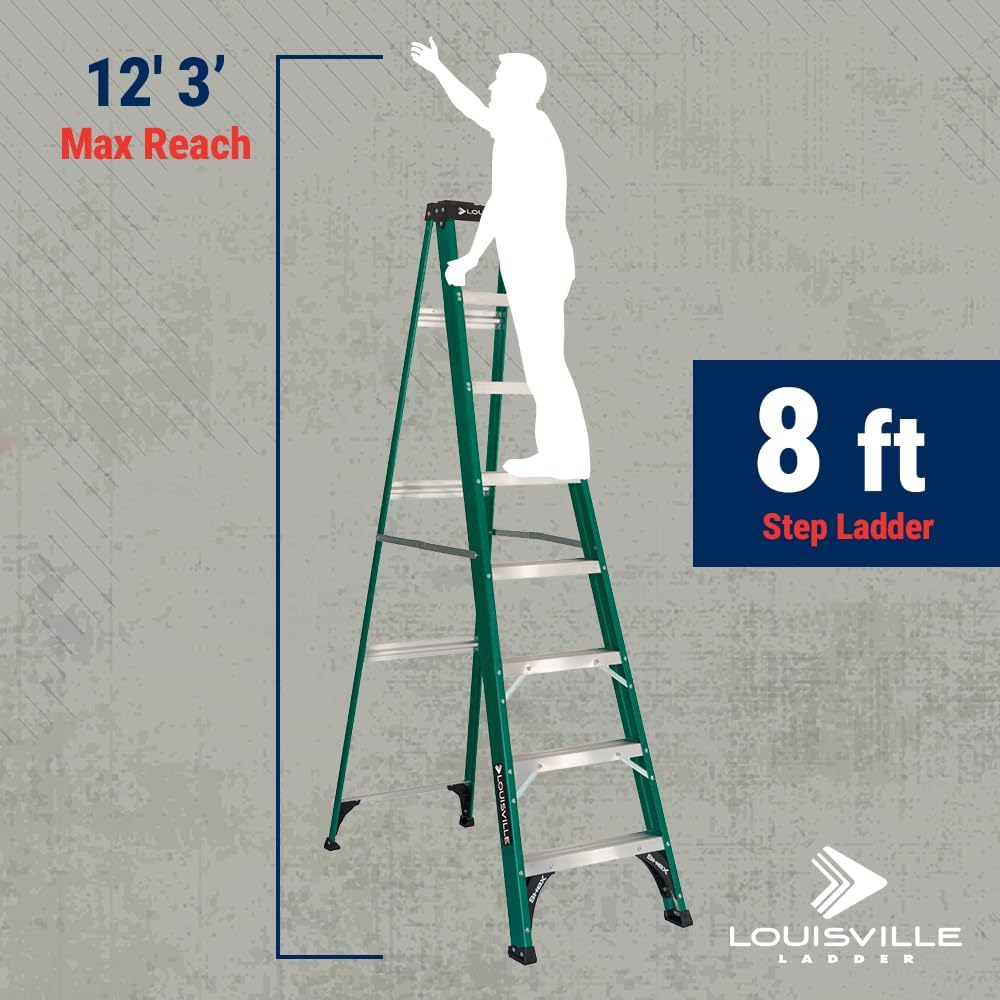 Louisville Ladder 8-Foot Fiberglass Step Ladder, 225-Pound Load Capacity, Type II, FS4008