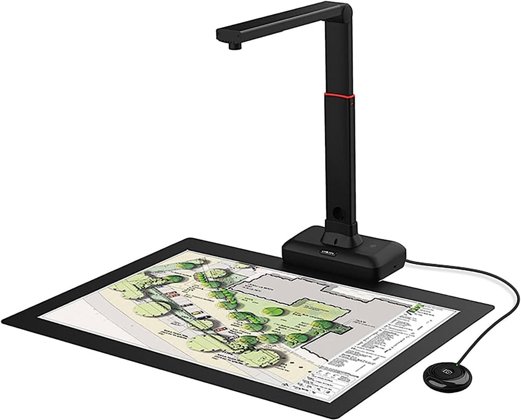 Large Format Book Scanner, Capture Size A2, 23MP High Resolution, with Auto-Flatten, Fingerprint Removal Technologies, Adjustable Height, Multi-Language OCR