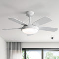 Sofucor 42 Inch Ceiling Fan with Light, Modern Ceiling Fan with Memory Large LED - Quiet DC Motor, 6 Speeds 4500CFM High Velocity, Dimmable, Timer, Reversible, for Living Room Bedroom, ETL/FCC, White