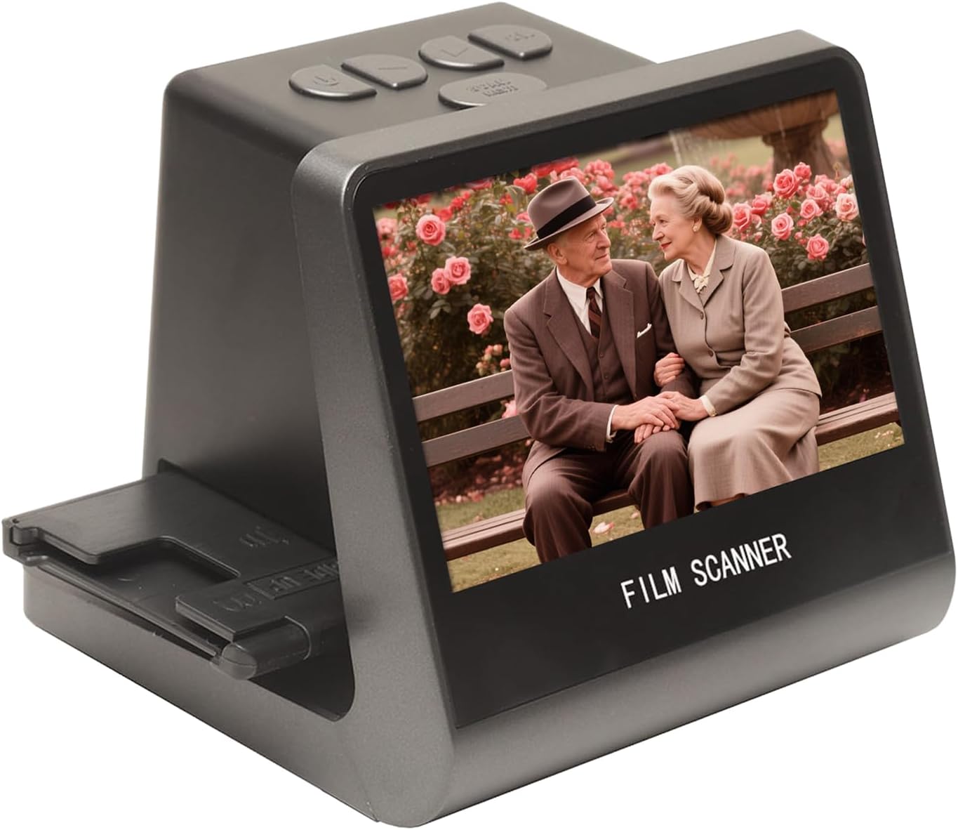 Film and Slide Scanner, Converts 135 Film 126KPK 110 Super8 Monochrome Slides to Digital JPEG Photos, Built in 16GB Memory 5 Inch LCD Screen, for PC TV Vista 7 8 10 M