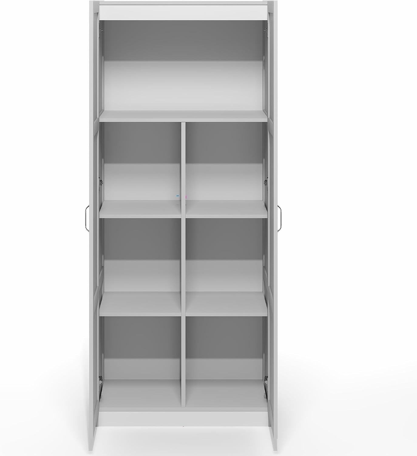 Furinno Robin 4-Tier White Storage Cabinet, 30-Inch Pantry Cabinet with Adjustable Shelves & 2 Shaker-Doors, Kitchen Cabinet, Organization and Storage, for Pantry, Home Office, Plain White