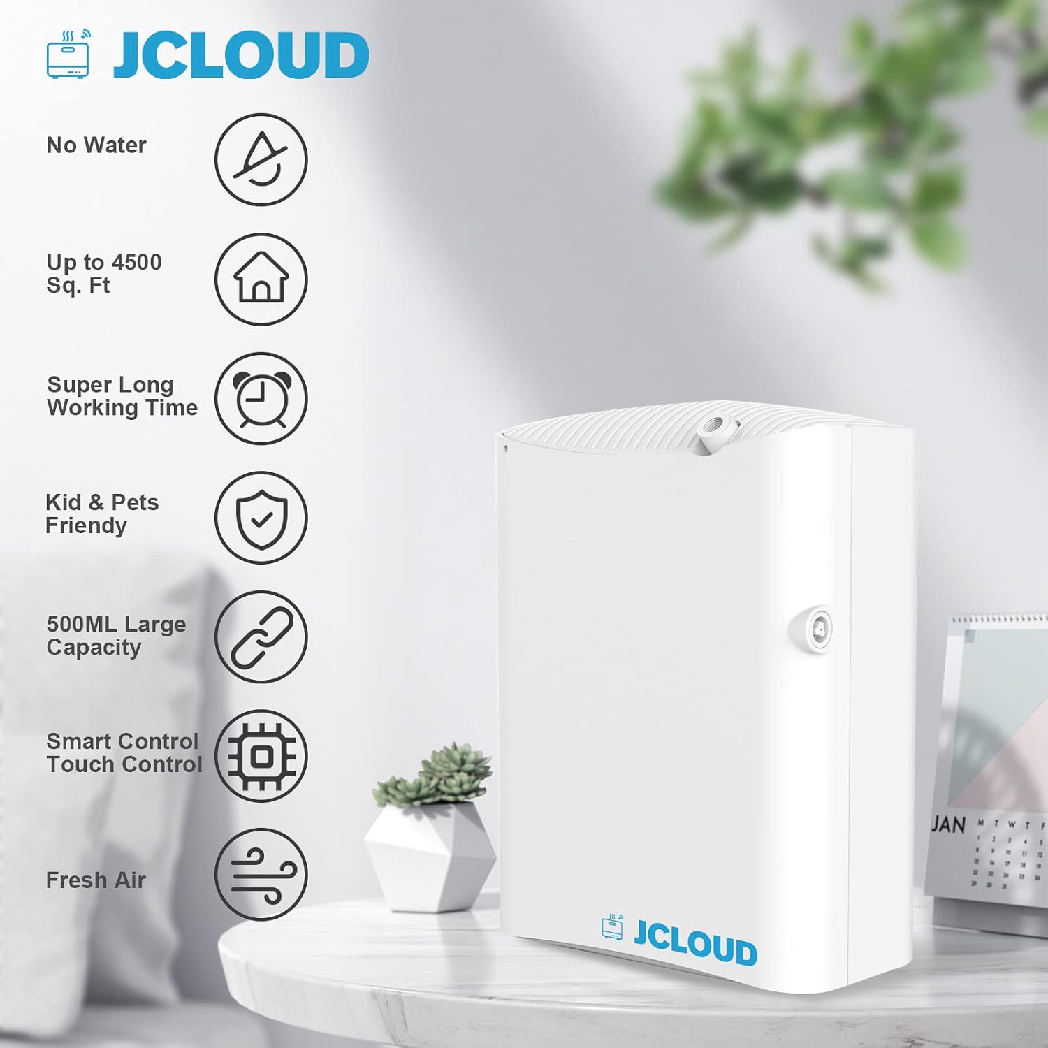 JCLOUD Smart Scent Air Machine Pro for Home, HVAC Scent Diffuser for Essential Oils 500ML with Cold Air Technology, Waterless Aromatherapy Diffuser Cover Up to 4500 Sq.Ft, White