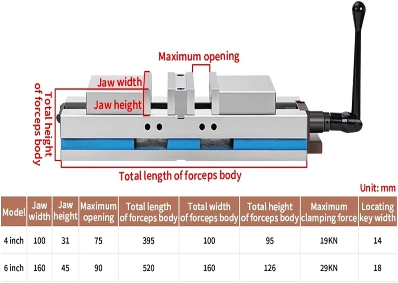 Heavy-Duty Machine Two-Way Angle Solid Flat-Nose Pliers CNC Double-Opening Machine Vise 4 6 Inch Clamp(4 inch)