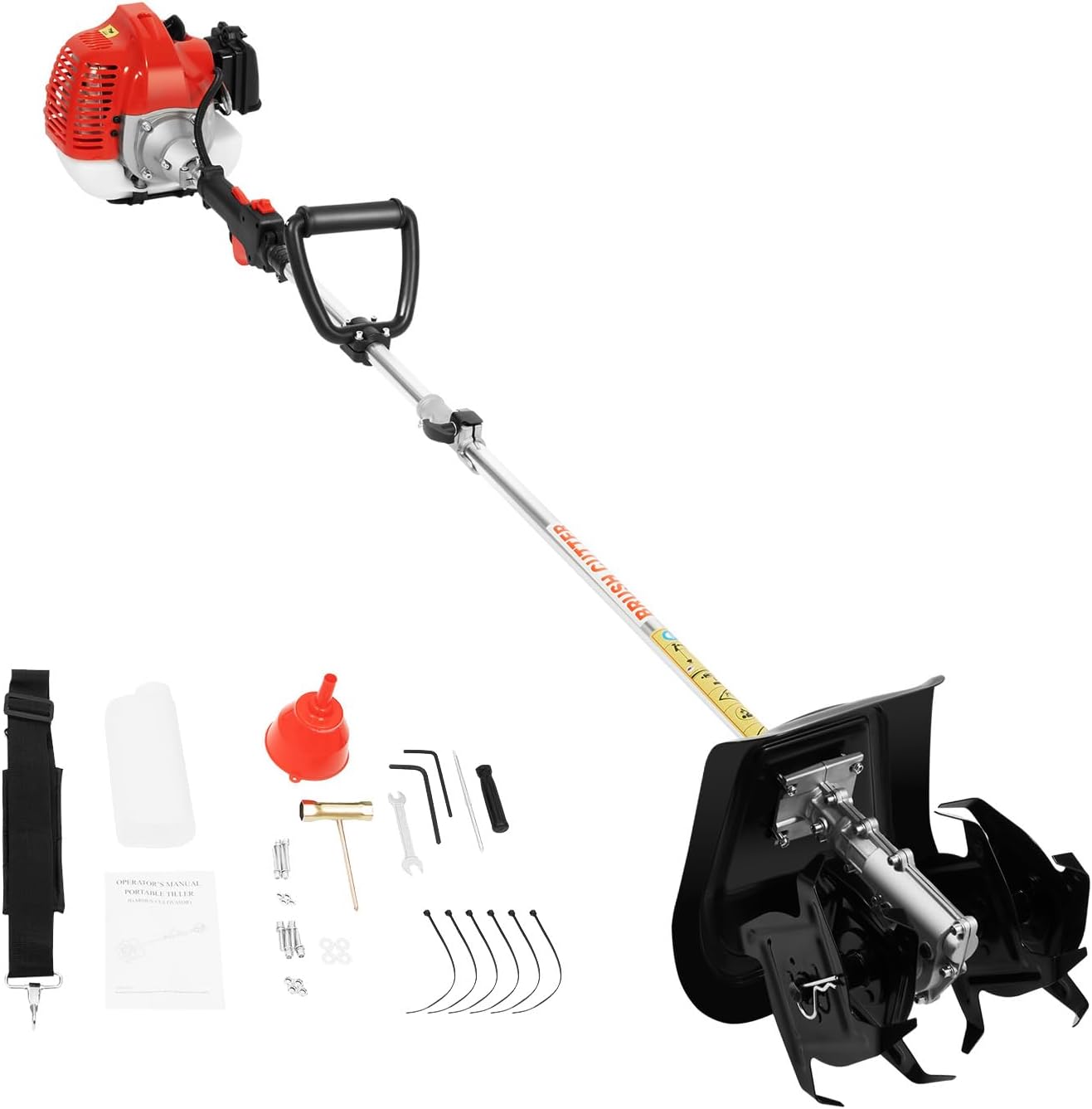 42.7CC 2-Stroke Gas Powered Tiller Cultivator Mini Tiller Cultivator Gasoline Engine Tiller Hand Tiller for Gardening Planting Weeding
