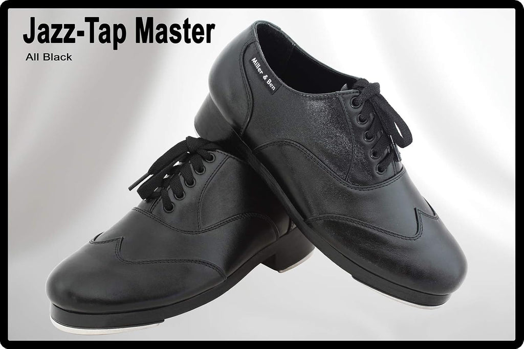 Miller & Ben Tap Shoes, Jazz-Tap Master, All Black Professional Tap Shoes