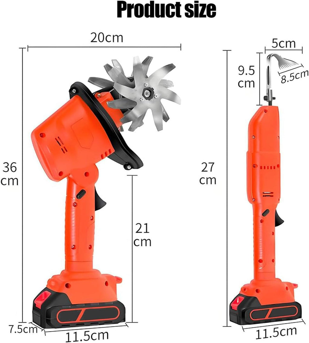 2 in 1 Cordless Tiller Cultivator with Electric Digging Hoe, Electric Garden Rotavator, with Telescopic Pole and 2 Batteries, 10Cm Tilling Width & Depth, Lightweight Rototiller for Gardening