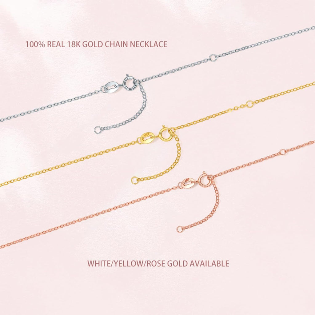 ZHOU LIU FU 18K Gold Chain Necklace for Women Cable Necklaces Dainty Choker Adjustable Thin Chains Trendy Layered Sturdy Jewelry Spring Clasp Simple Shiny Real Gold Gift