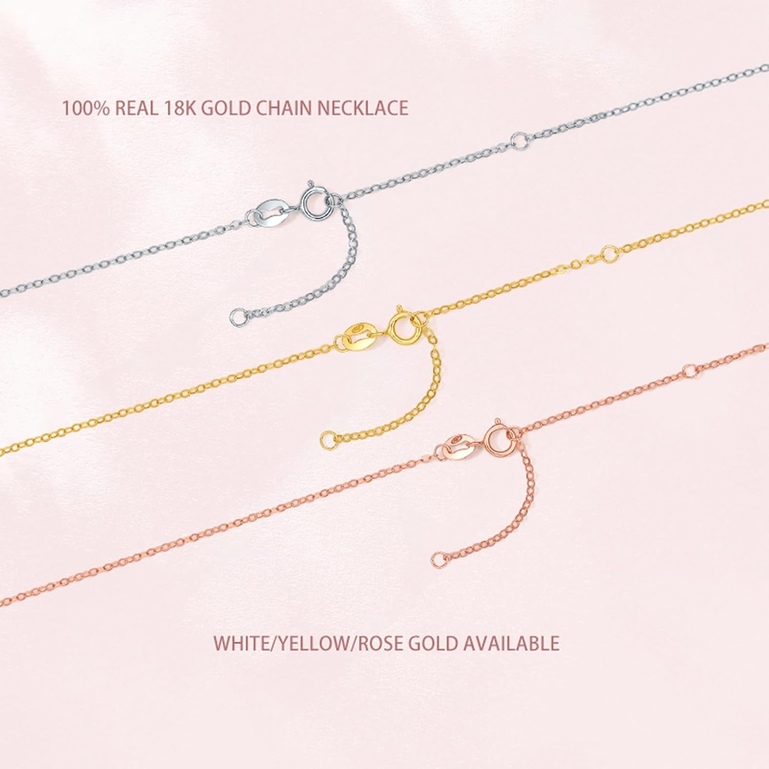 ZHOU LIU FU 18K Gold Chain Necklace for Women Cable Necklaces Dainty Choker Adjustable Thin Chains Trendy Layered Sturdy Jewelry Spring Clasp Simple Shiny Real Gold Gift