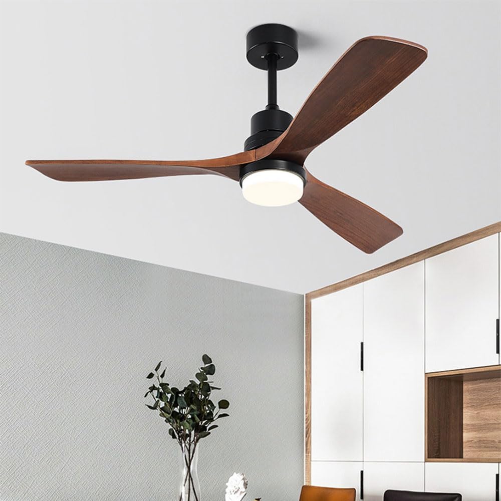 Wood Ceiling Fan with Lights Industrial Retro 42 inch Ceiling Fan with Light and Remote 3 Color Dimmable, Reversible Mute Farmhouse Ceiling Fan Outdoor Ceiling Fans for patios with Light