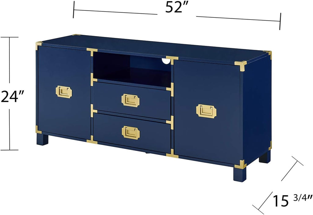 SEI Furniture - Campaign Entertainment Center Console - Navy - Transitional Design, Blue Finish - Ideal for Living Room, Family Room (MS3212)