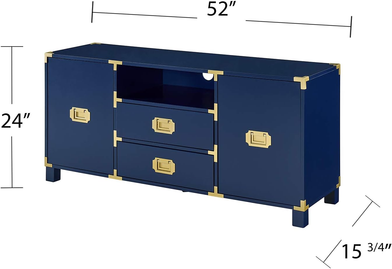 SEI Furniture - Campaign Entertainment Center Console - Navy - Transitional Design, Blue Finish - Ideal for Living Room, Family Room (MS3212)