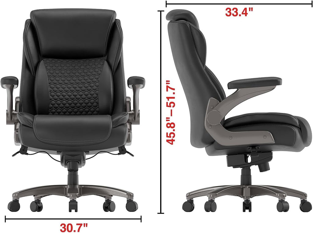 Staples Randolph Ergonomic Bonded Leather Executive Big & Tall Chair, 400 lb. Capacity, Black