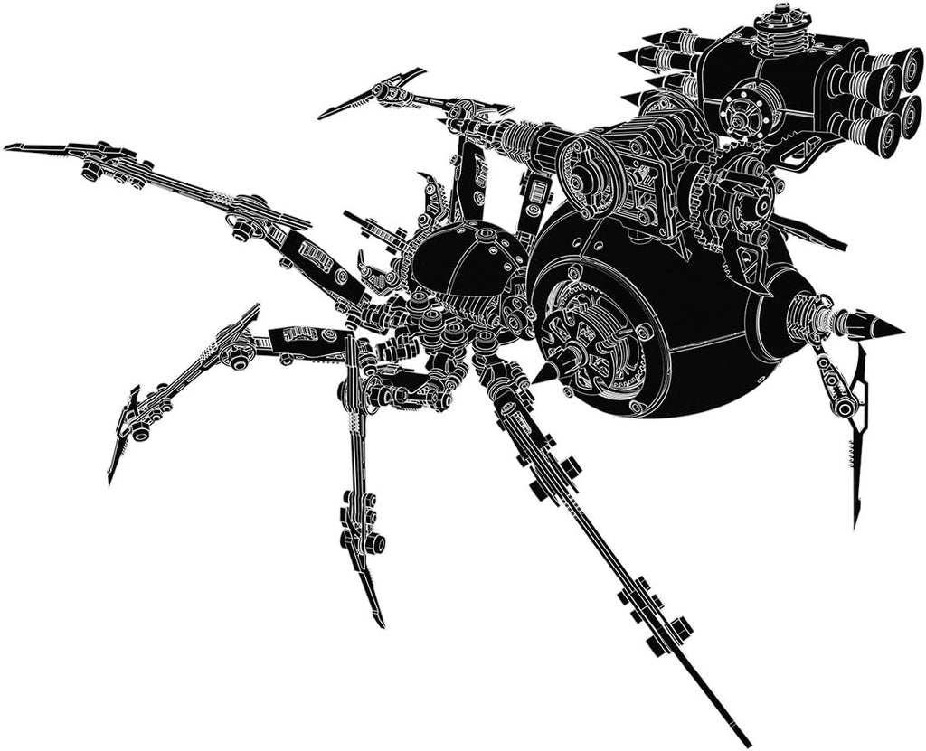 3D Metal Puzzle Spider Model Kit for Adults with Light, 602 PCS Mechanical Metal War Spider Steampunk Animal DIY Assembly Jigsaw Puzzle Model Desk Gifts for Adults