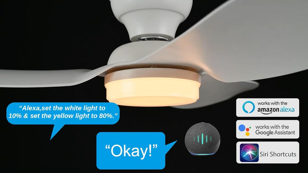Carro 45' Low Profile Ceiling Fan with Light and Remote, Indoor & Outdoor Ceiling Fan with 10-Speed Quiet DC Motor, Smart Ceiling Fan Controlled by APP, Remote, Alexa, Siri & Google Home, White