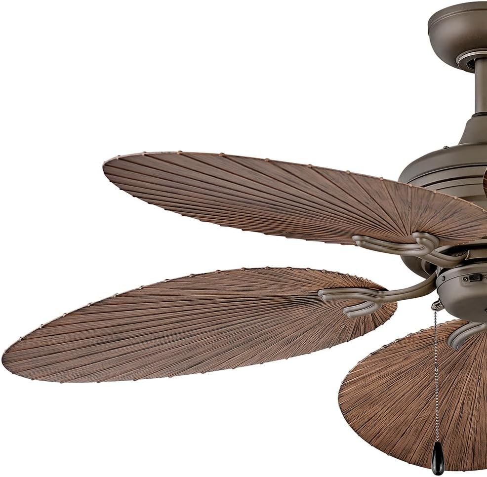 Hinkley Tropic Air 52' Indoor/Outdoor Ceiling Fan, Metallic Matte Bronze and Palm-Shaped Walnut Composite Fan Blades