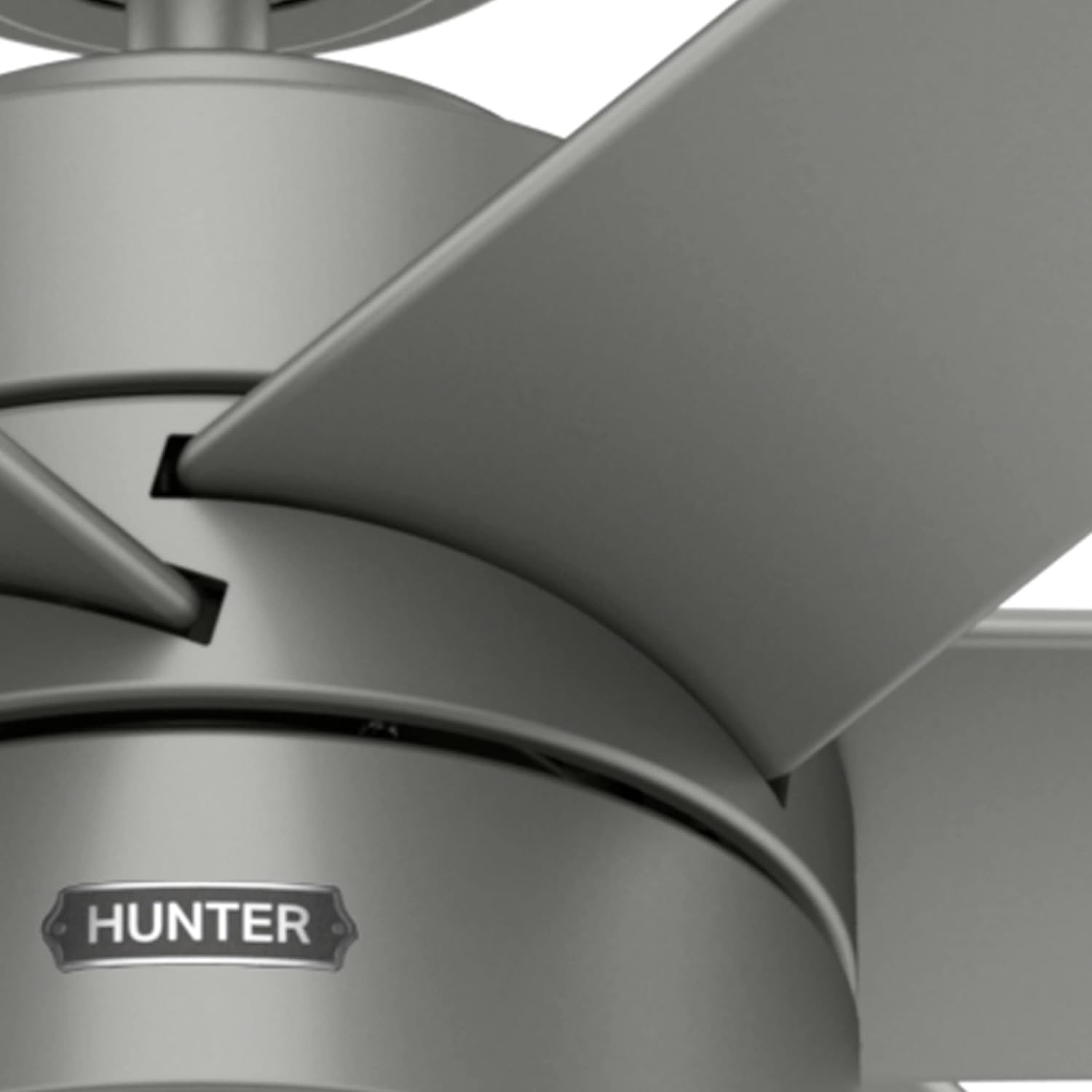 Hunter 72 inch Outdoor or Indoor Ceiling Fan with LED Light - Ceiling Fan with Wall Control, For Patio, Garage, or Porch, Quiet, Standard Mount, 6 Blades - Solaria 59629, Matte Silver