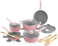 Dash Dream Green Recycled Aluminum Cookware Set - Ceramic Cookware Set - CleanCoating™ Nonstick Coating - Induction Compatible and Oven Safe - Pink, 15-Piece Set