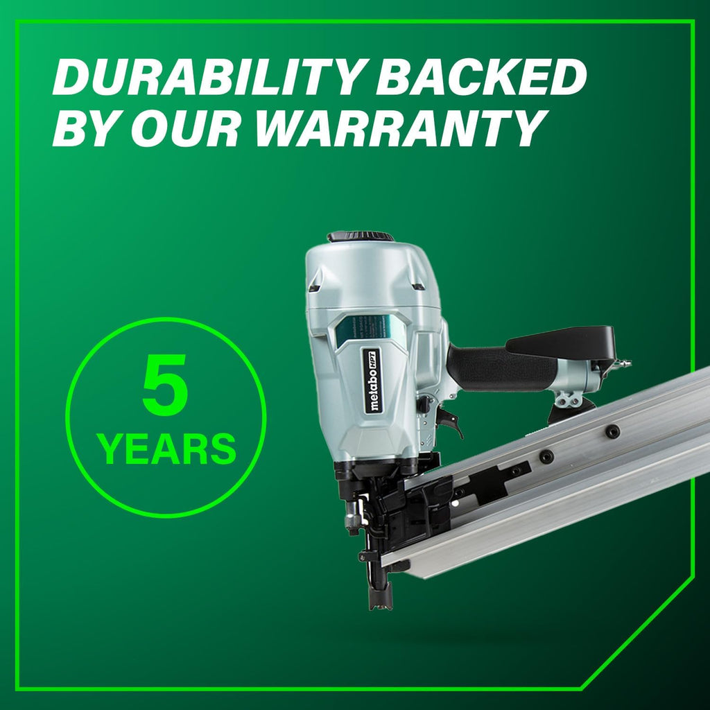 Metabo HPT Framing Nailer, Pro-Preferred Pneumatic Power Nailers in Framing Tools, Powerful Tool With Tool-less Depth Adjustment & Claw Tip, 21° 3-1/2' Plastic Collated Nails, NR90AC5