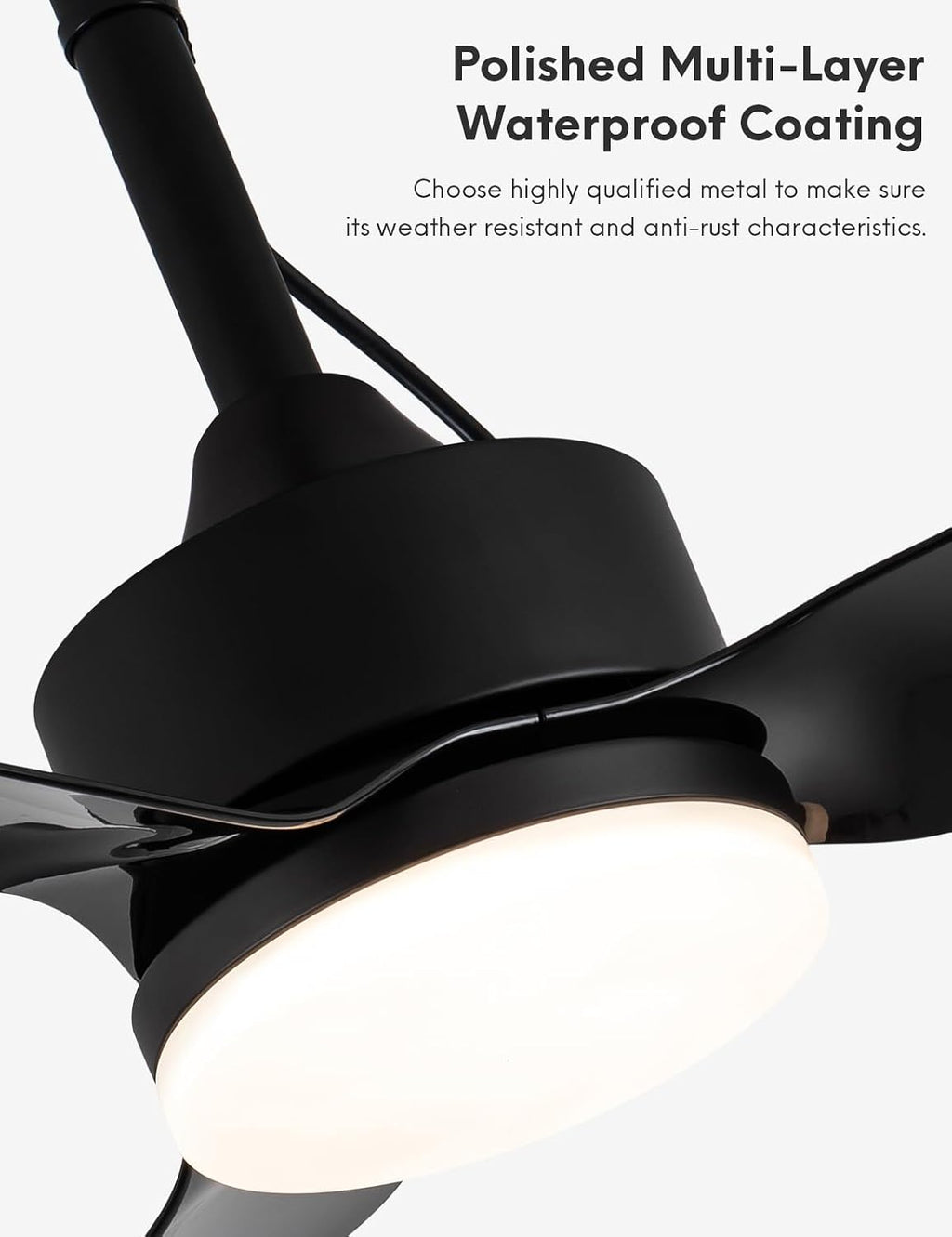 EKIZNSN Outdoor Plug In Ceiling Fan with Light and Hook, 39' IP65 Waterproof Wet Rated Patio Ceiling Fans, Black