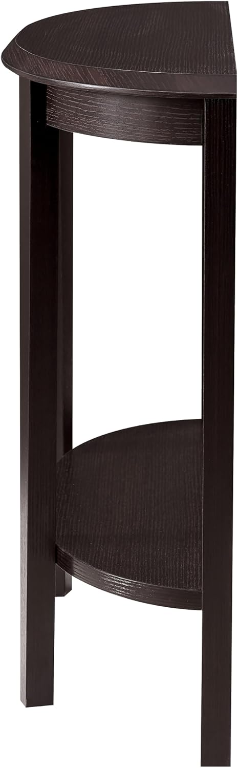 Homes: Inside + Out Payne Modern Half Moon Accent Console Table with Storage Shelf, Decorative Entryway Furniture for Living Room, Hallway, Entrance, Small Spaces, Cappuccino