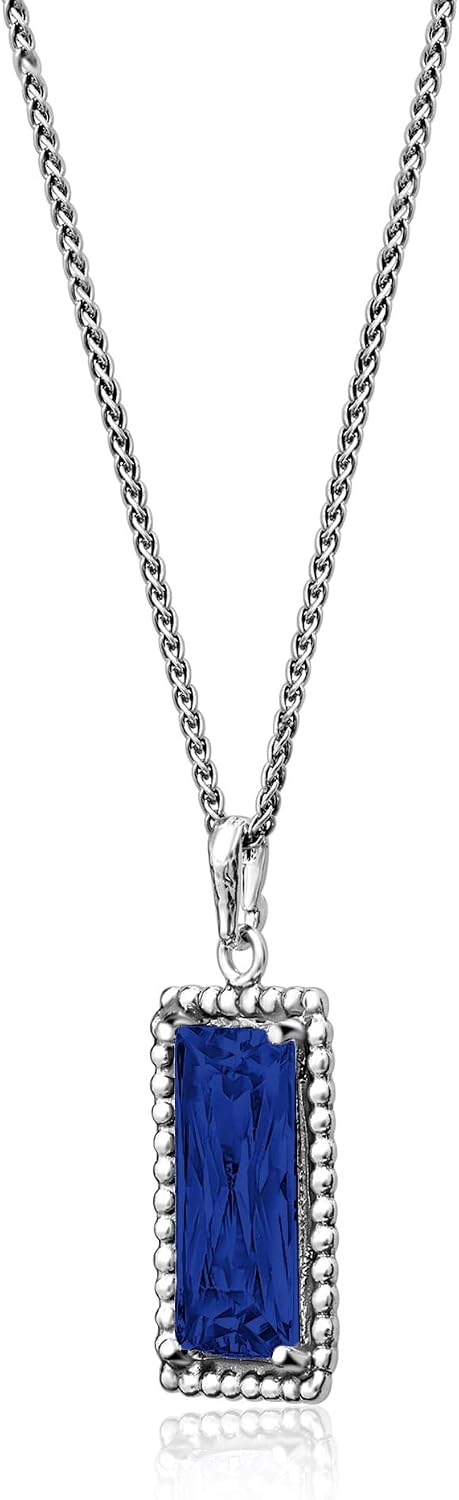 JEAN RACHEL JEWELRY 925 Sterling Silver Necklace for Women - Baguette with Cubic Zirconia Vintage Design - Hypoallergenic, Lead & Nickel Free - Artisan Handcrafted Statement Necklace