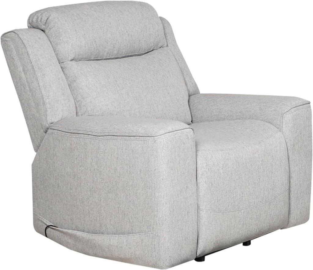 AC Pacific Amelia Upholstered Recliner Chair with Plush Comfort, Adjustable Inclining Feature, Sleek Design for Stylish Relaxation, Living Room Furniture for Modern Homes, White