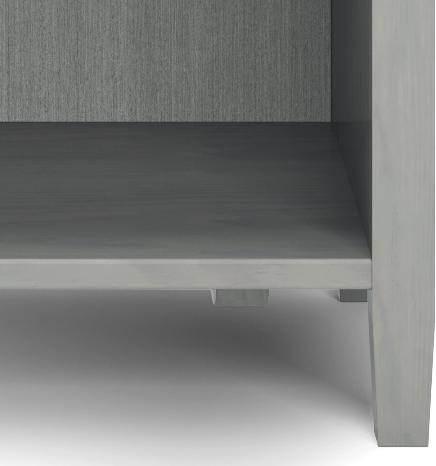 SIMPLIHOME Warm Shaker Bedside Table - 24 inch Wide Solid Wood Nightstand in Fog Grey, Transitional Bedroom Side or End Table with 2 Drawers, Open Shelf Storage and Brushed Nickel Hardware