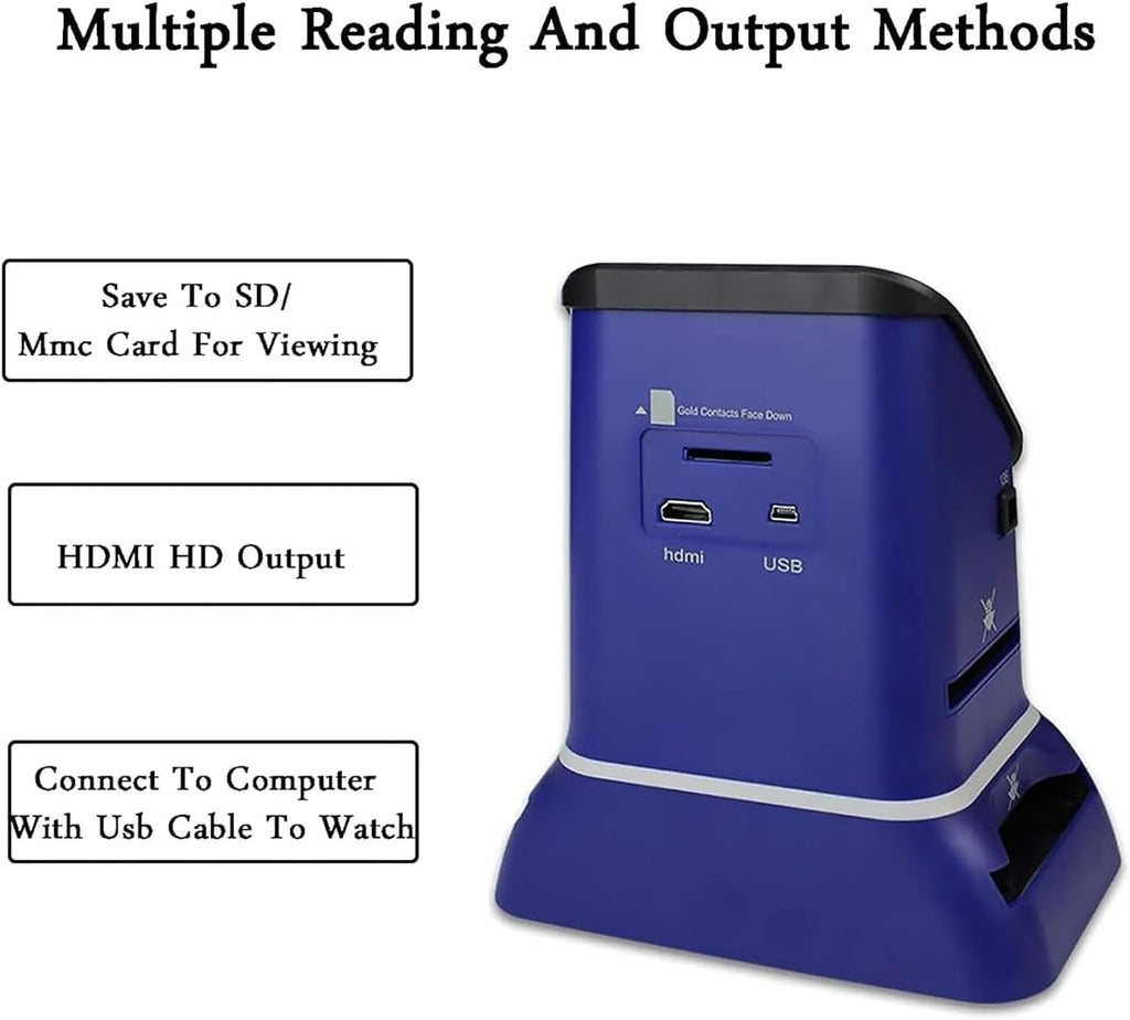 Digital Film Scanner, Negative Scanner, Digital Film Scanner with LCD Display, Compact Slide Scanner, Convert Negatives and Slides 35mm, 135, 126, 127 to Digital JPEG, Quick Scanning, You Can Now Sa