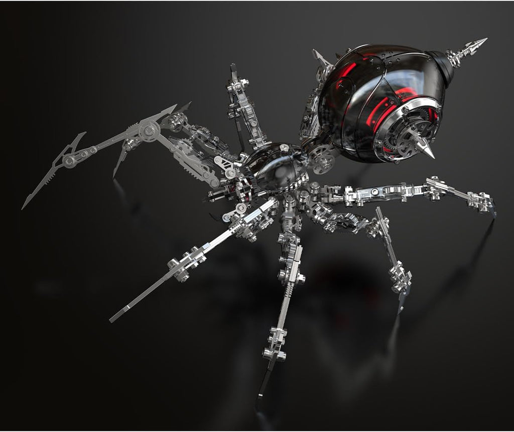 3D Metal Puzzle Spider Model Kit for Adults with Light, 602 PCS Mechanical Metal War Spider Steampunk Animal DIY Assembly Jigsaw Puzzle Model Desk Gifts for Adults