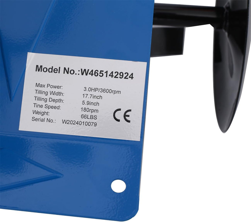 Gas-Powered 4-Cycle 2-in-1 Tiller and Cultivator, 78.5cc with Handle 18In Till Width, EPA (Blue-78.5cc)