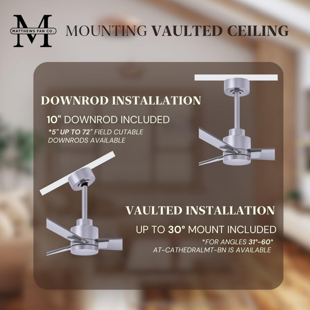 Matthews AK-BN-BN-56 Alessandra Wet Rated 56' Outdoor Ceiling Fan without Light, Remote Included, Silent DC Motor, Brushed Nickel