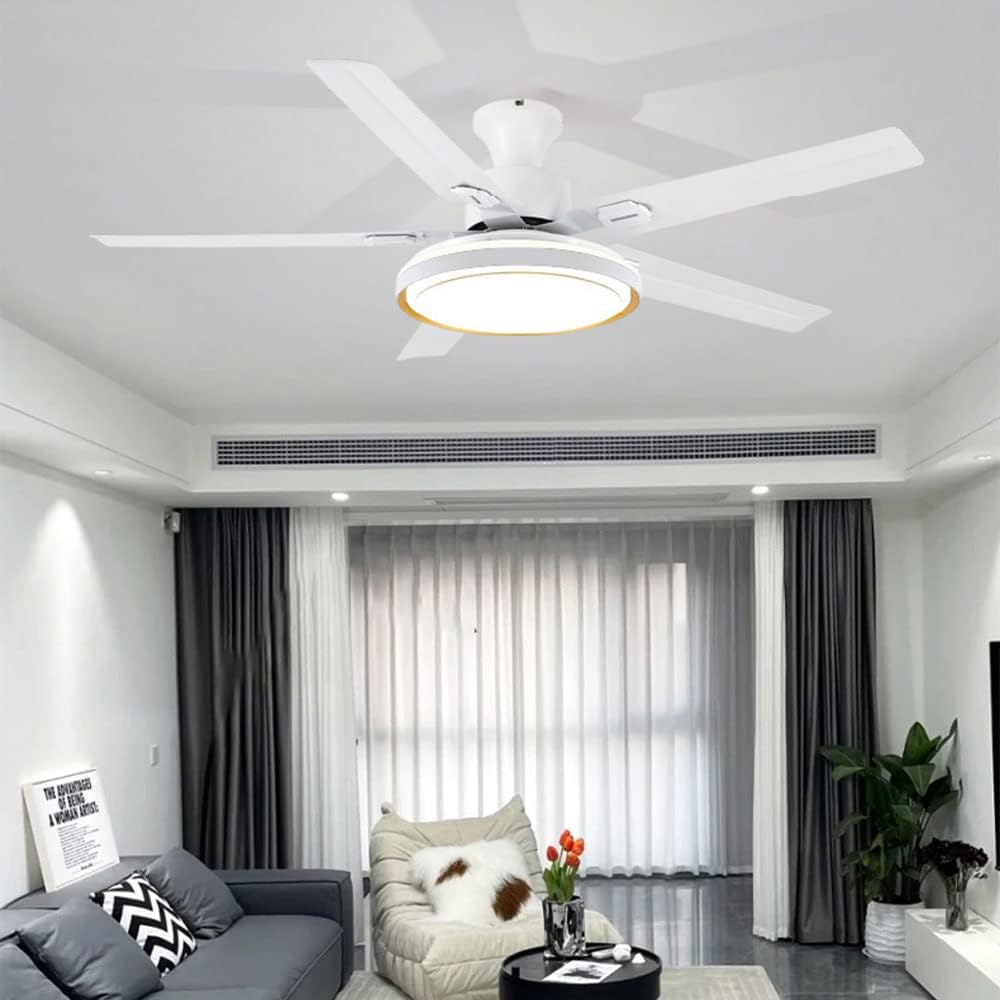 White Outdoor Ceiling Fan with Lights with Remote Modern Bedroom Ceiling Fan LED 3 Color Smart Ceiling Fan Mute Flush Mount Living Room Fan Light Outdoor Ceiling Fans for Patios
