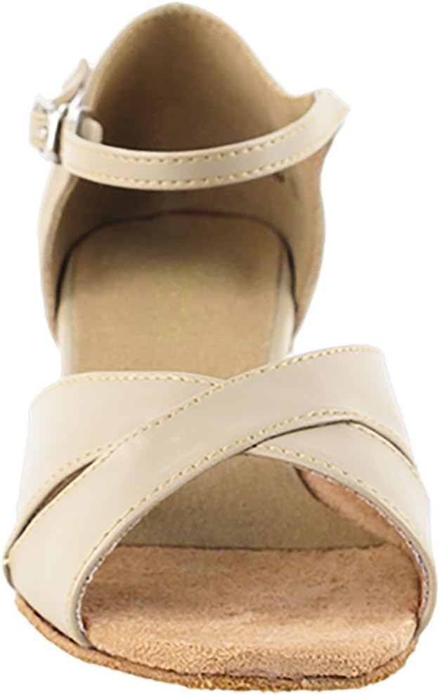 Very Fine Dance Shoes - Ladies Practice, Cuban Low Heel Ballroom Dance Shoes - 803-1.5-inch Heel and Foldable Brush Bundle - Tan Leather - 6