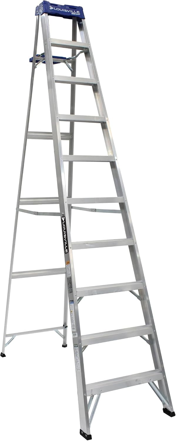 Louisville Ladder 10-Foot Aluminium Step Ladder with Tool Tray, 250-Pound Load Capacity, Type I, AS2110