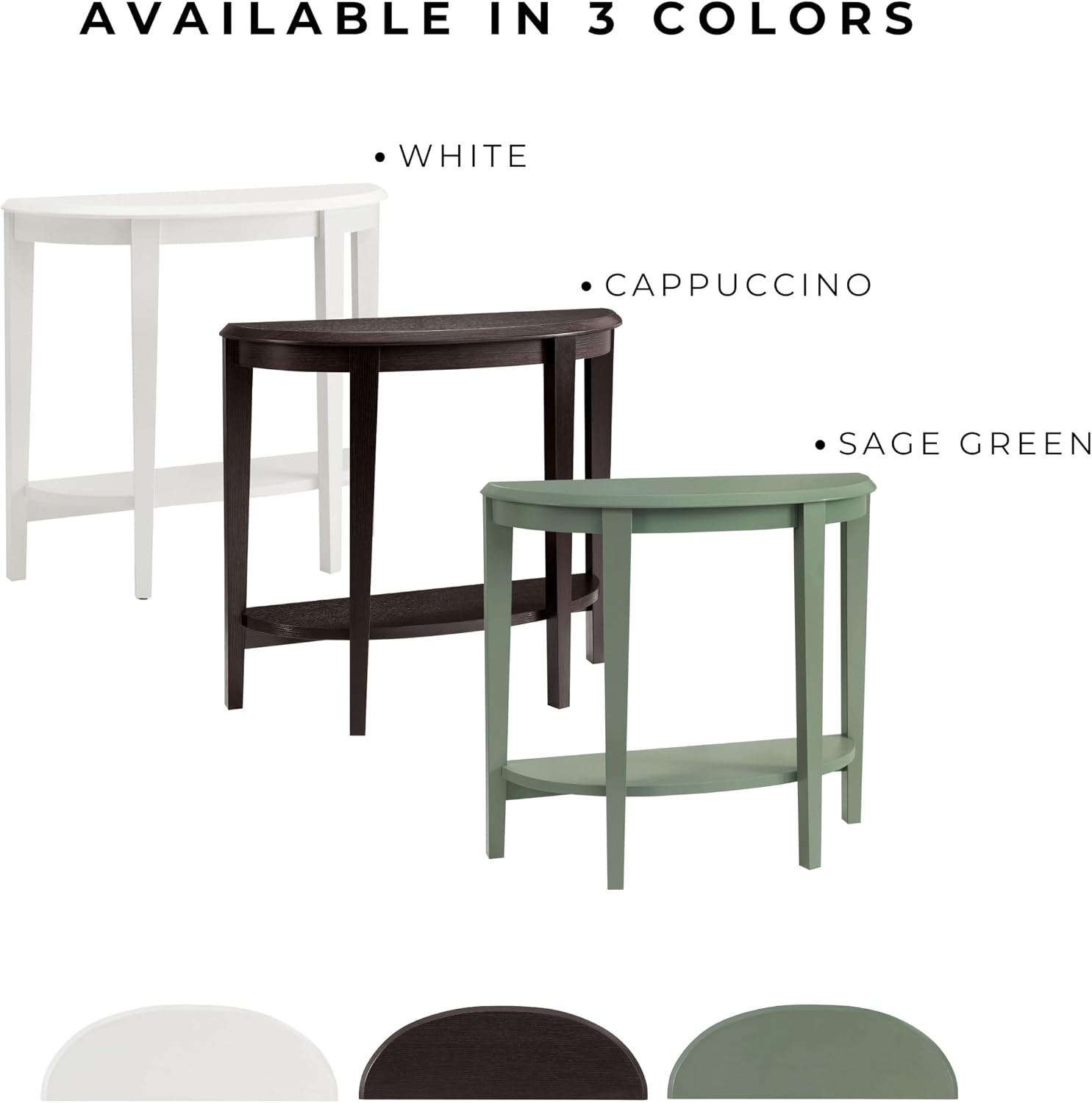 Homes: Inside + Out Payne Modern Half Moon Accent Console Table with Storage Shelf, Decorative Entryway Furniture for Living Room, Hallway, Entrance, Small Spaces, Cappuccino