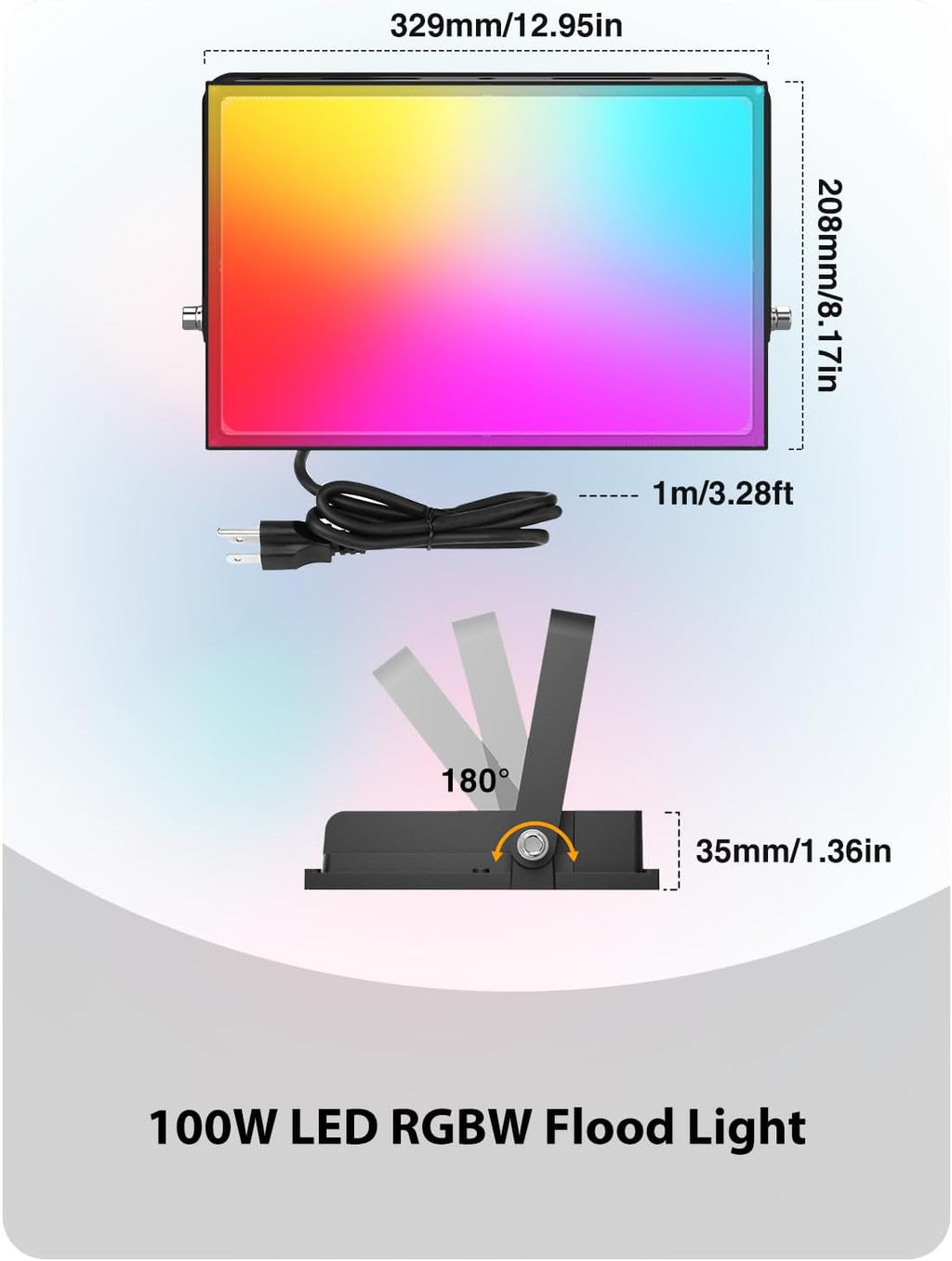 Onforu LED Flood Light Outdoor 800W Equivalent, 100W Color Changing RGBW Floodlight with Remote, Stage Lights Uplights for Events, IP66 Uplighting Spotlight Floor Strobe Light for Christmas 4 Pack