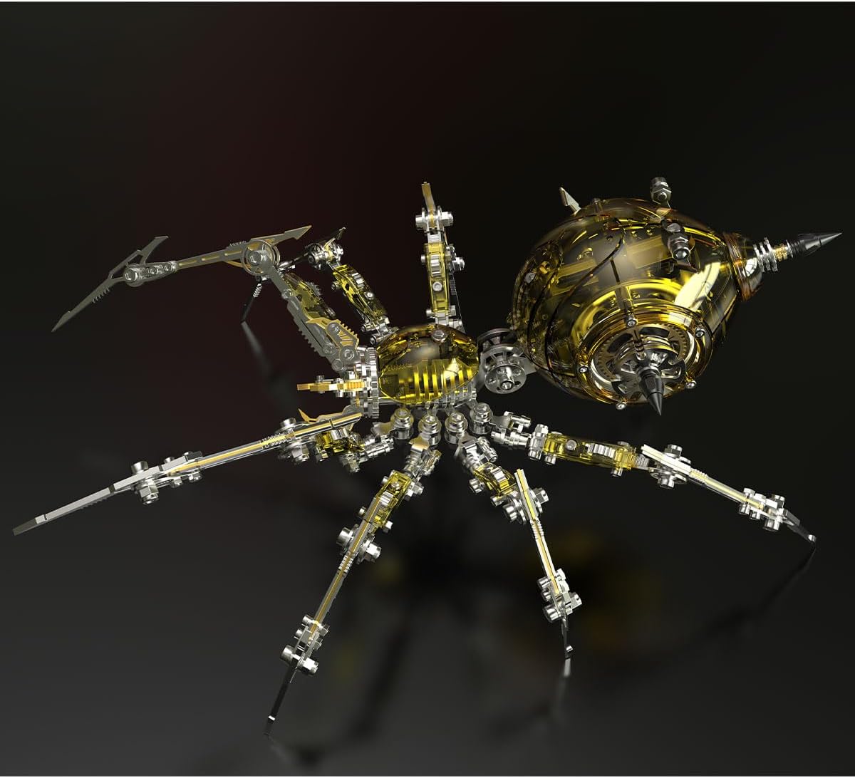 3D Metal Puzzle Spider Model Kit for Adults with Light, 602 PCS Mechanical Metal War Spider Steampunk Animal DIY Assembly Jigsaw Puzzle Model Desk Gifts for Adults