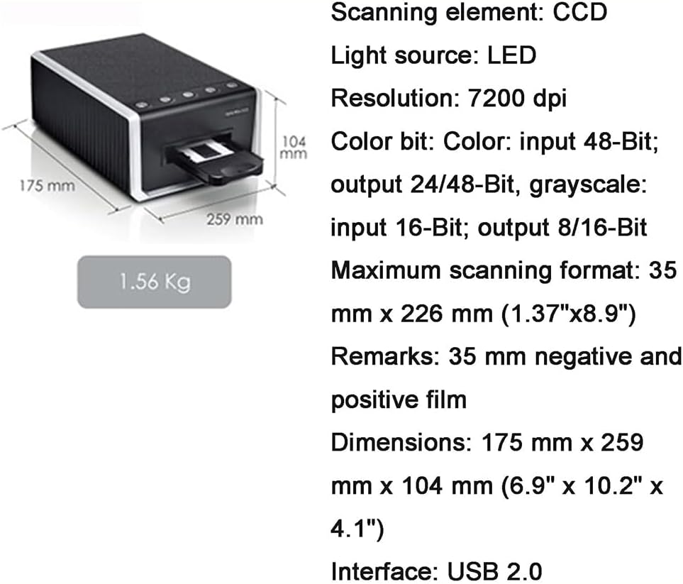 35Mm Digital Film Scanner, 35Mm Slide and Film Viewer, Converts 35Mm Film to JPEG Digital Images, Wide Format Infrared Film Scanner