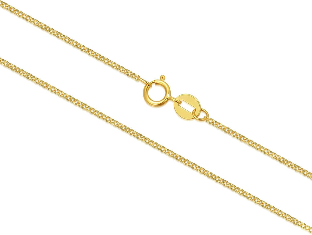 10k 14k 18k Real Gold Thin Gold Chain Necklace for Women, Classic Thin Cable Chain Necklace 1mm, 1.2mm, 1.35mm, 1.6mm, 1.75mm Durable Strong Solid 14k Gold Chain Necklace Women