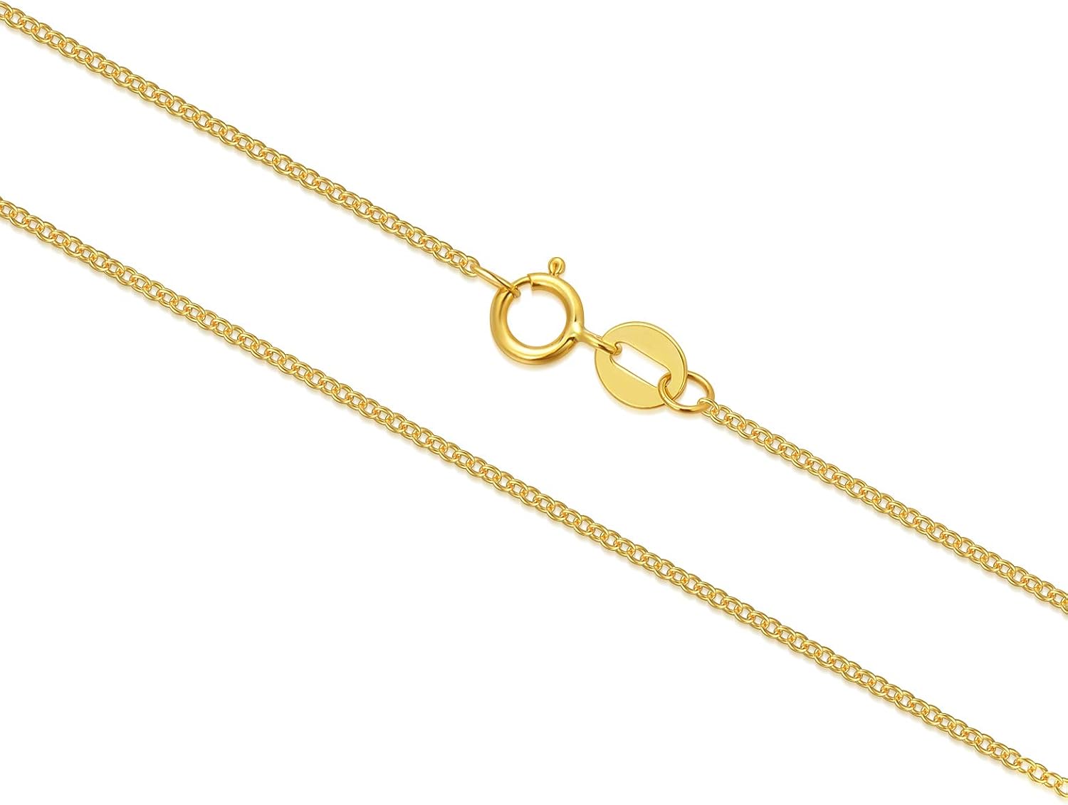 10k 14k 18k Real Gold Thin Gold Chain Necklace for Women, Classic Thin Cable Chain Necklace 1mm, 1.2mm, 1.35mm, 1.6mm, 1.75mm Durable Strong Solid 14k Gold Chain Necklace Women
