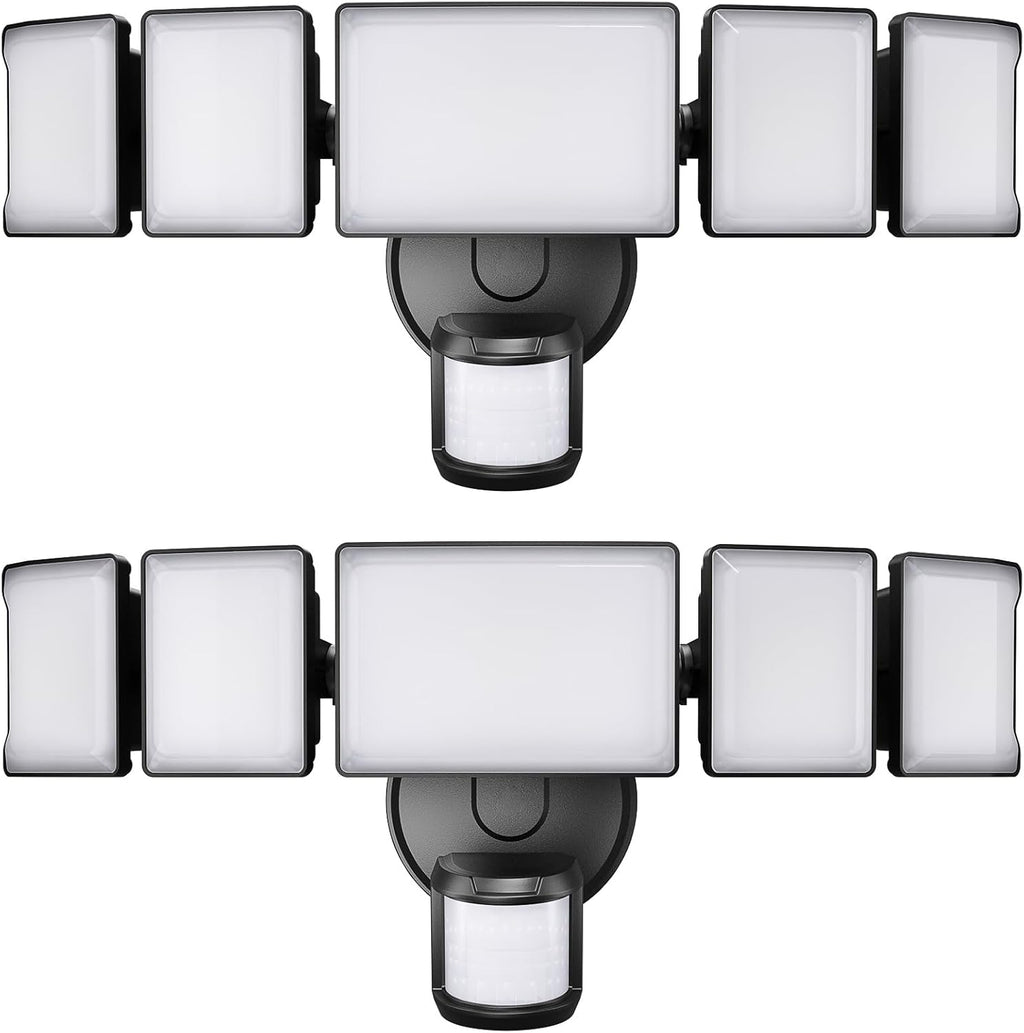 Olafus 130W Motion Sensor Outdoor Lights, 13000LM 2 Pack Motion Sensor Flood Light, Dusk to Dawn Outdoor Lighting, IP65 Waterproof Motion Detector Lights for Outside, Black