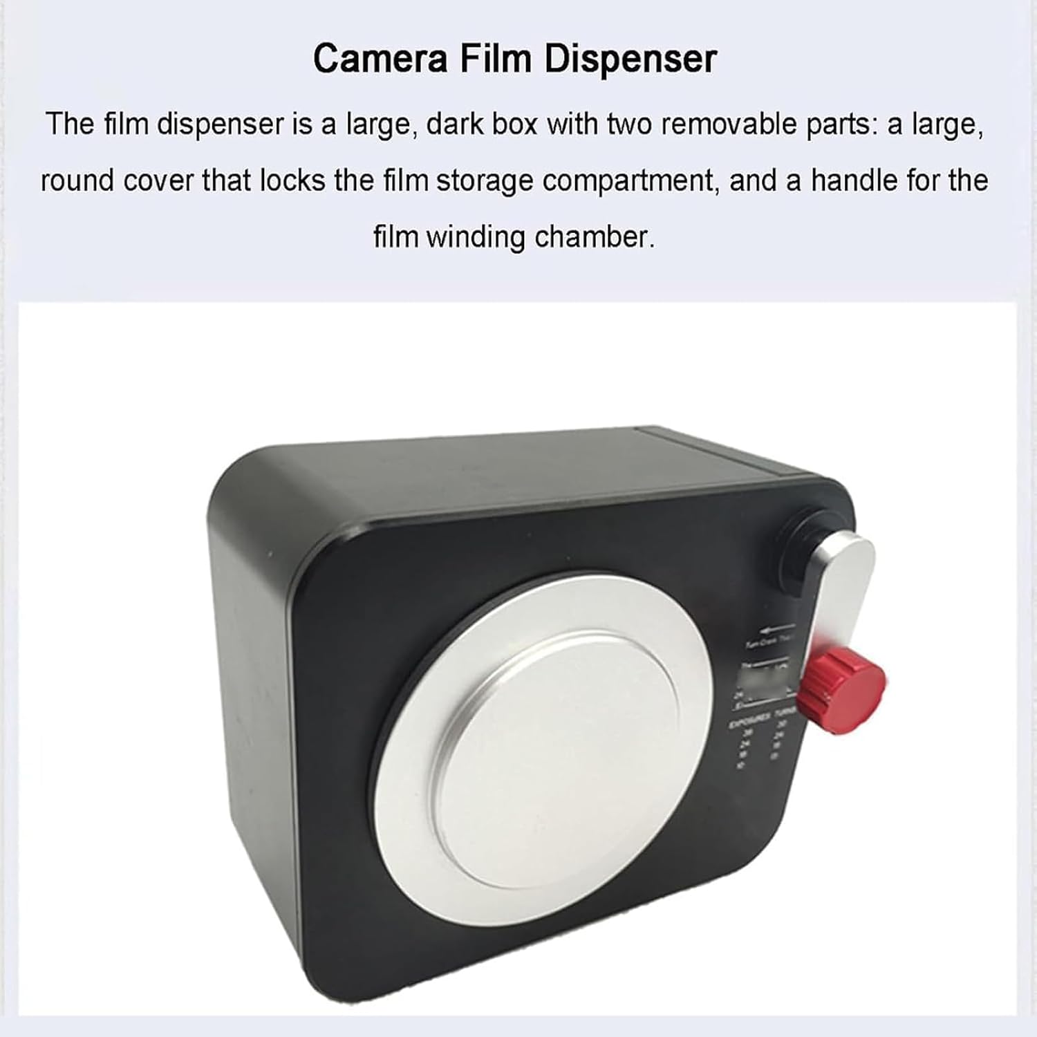 35mm Camera Film Dispenser, AP Film Roll Separator Film Distributor, Max Spindle Count 30, with Locking Cover & Film Rewind Handle, Felt Lining, for Retro Camera